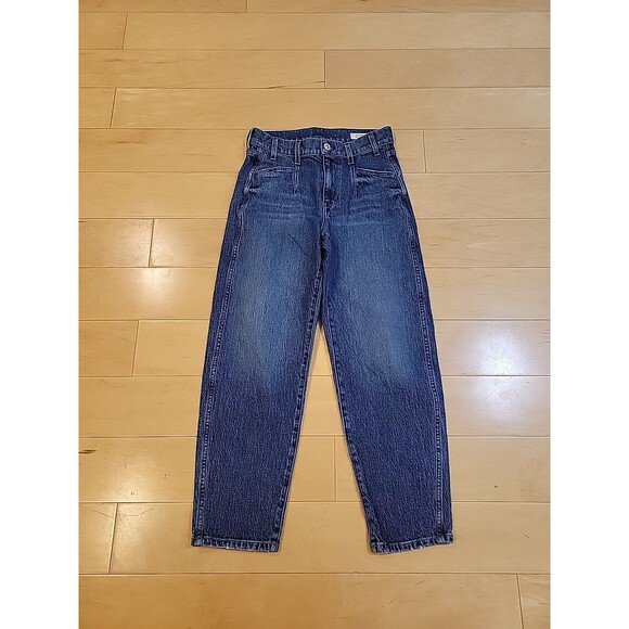 AYR Denim The Beat Barrel Leg Jeans Medium Wash Ankle High Rise Size 24 Preppy - Picture 2 of 9